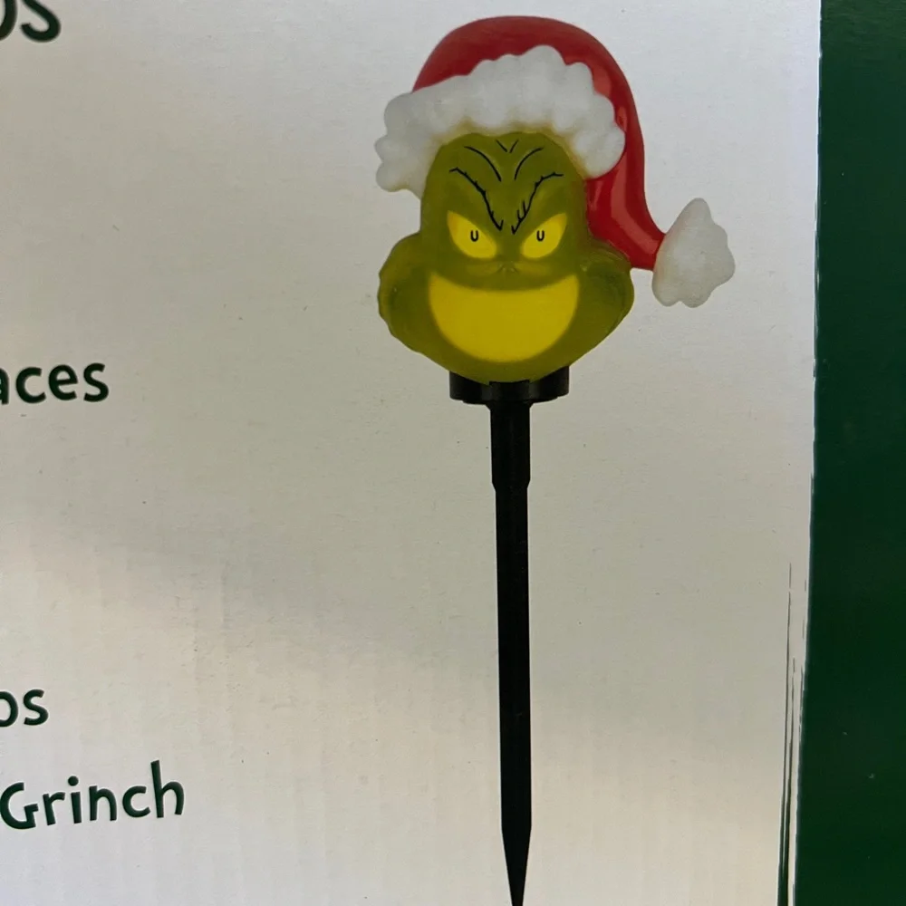 Christmas Green Grinch Battery-Operated Pathway Stakes (4 Count) New in Box
